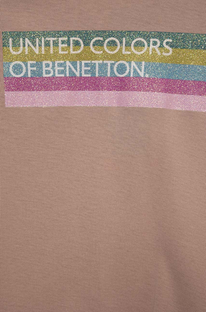

Хлопковый детский лонгслив United Colors of Benetton цвет розовый