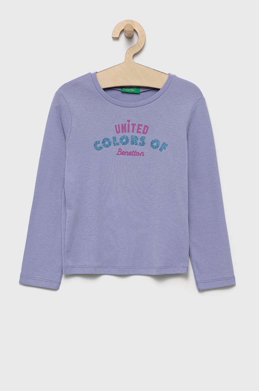

Детска блуза с дълги ръкави United Colors of Benetton в лилаво, Виолетов