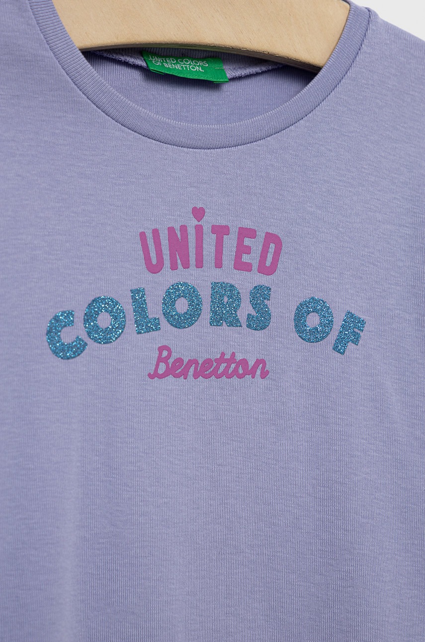 

Дитячий бавовняний лонгслів United Colors of Benetton колір фіолетовий
