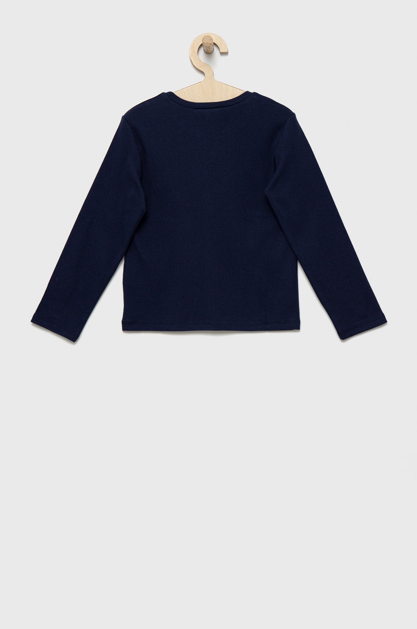 

Хлопковый детский лонгслив United Colors of Benetton цвет синий