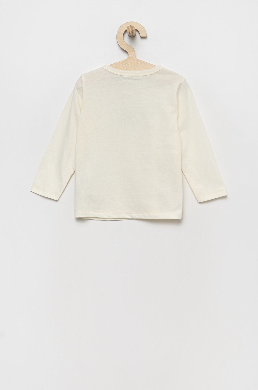 Дитячий бавовняний лонгслів United Colors of Benetton колір бежевий