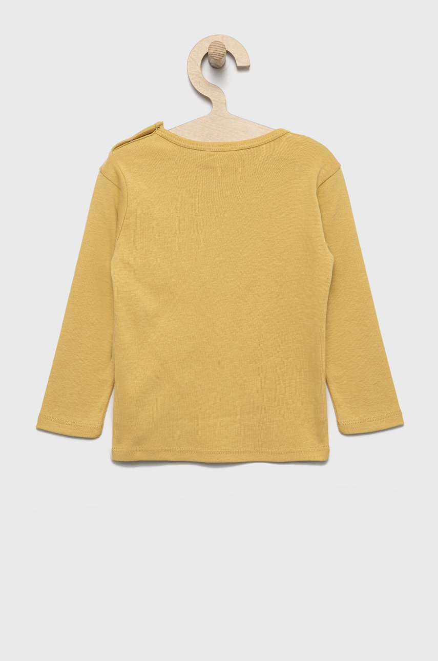 

Хлопковый детский лонгслив United Colors of Benetton цвет жёлтый