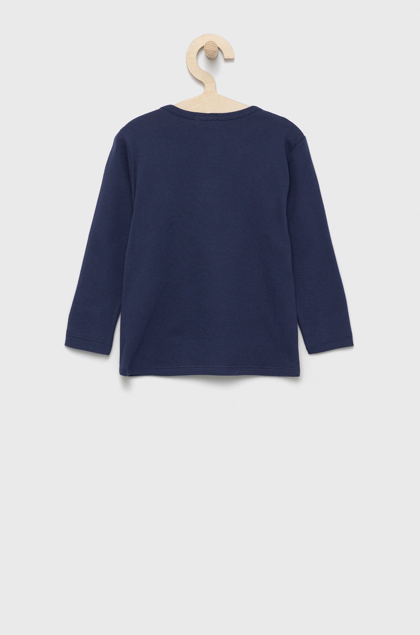 

Хлопковый детский лонгслив United Colors of Benetton цвет синий