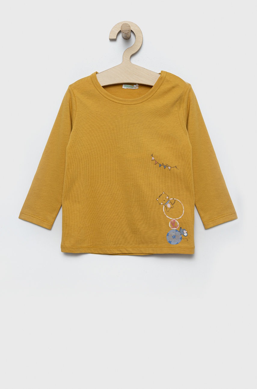 

Детска блуза с дълги ръкави United Colors of Benetton в жълто, Жълт