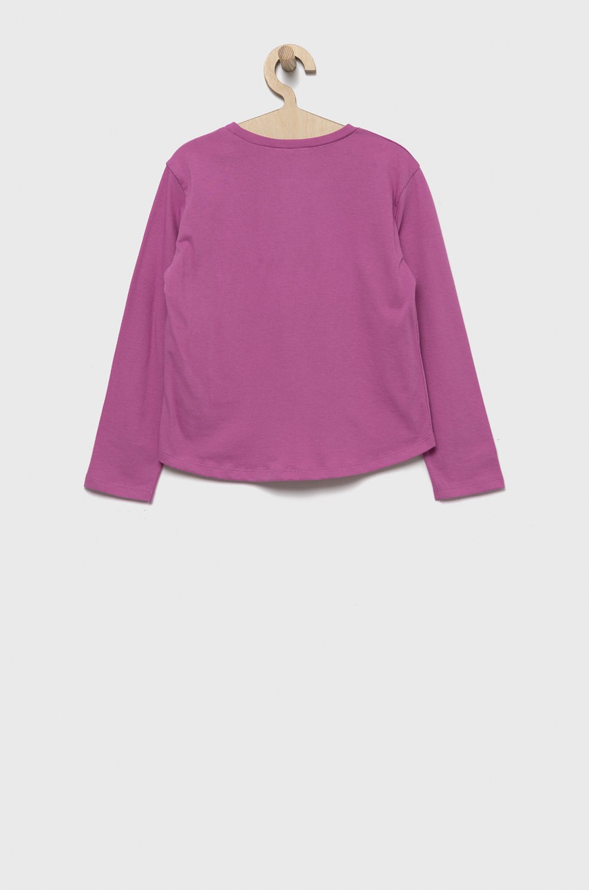

Дитячий бавовняний лонгслів United Colors of Benetton колір рожевий