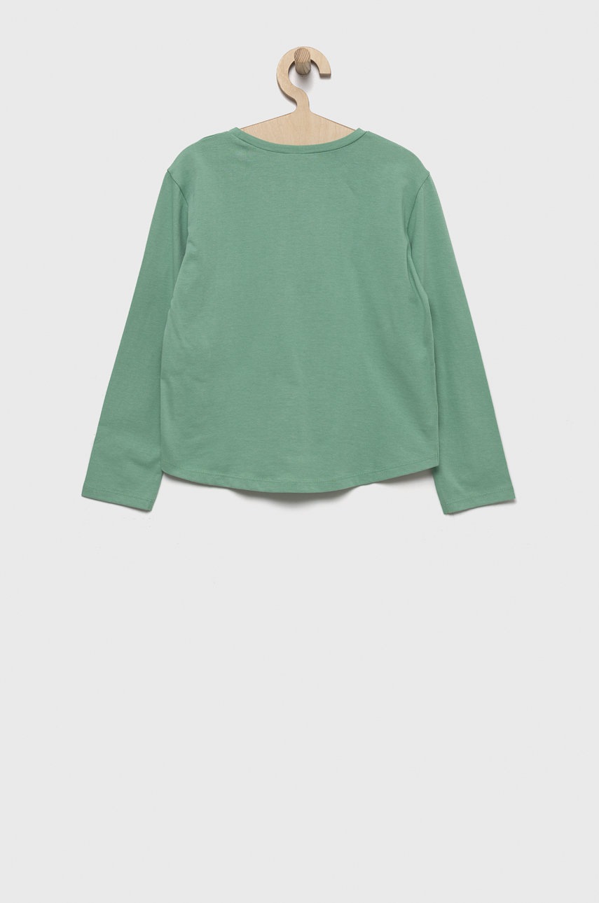 

Хлопковый детский лонгслив United Colors of Benetton цвет бирюзовый