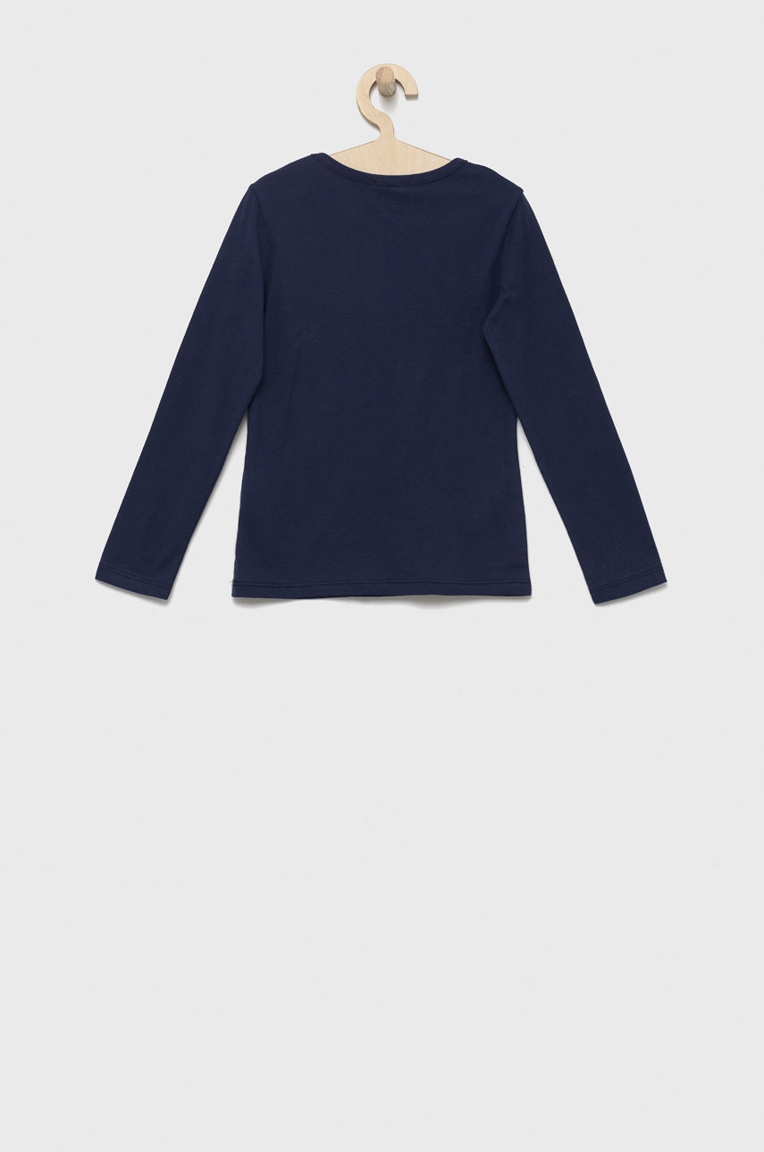 

Хлопковый детский лонгслив United Colors of Benetton цвет синий