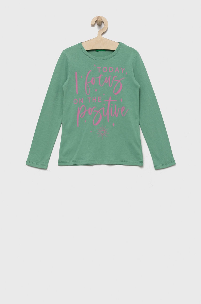 

Детска блуза с дълги ръкави United Colors of Benetton в тюркоазено, Тюркоазен