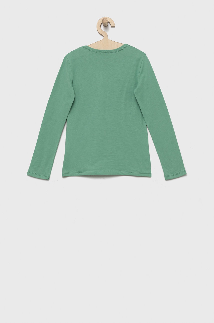 

Хлопковый детский лонгслив United Colors of Benetton цвет бирюзовый
