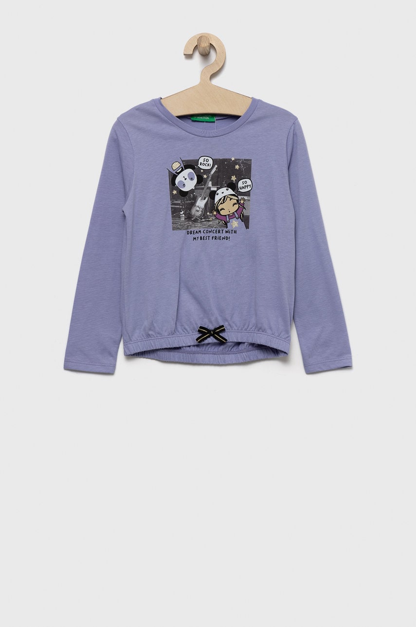 United Colors Of Benetton longsleeve din bumbac pentru copii culoarea violet