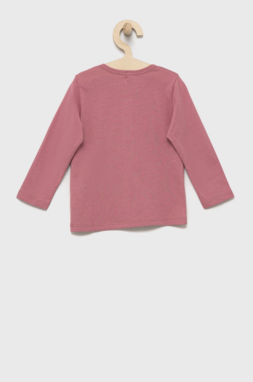 Дитячий бавовняний лонгслів United Colors of Benetton колір рожевий