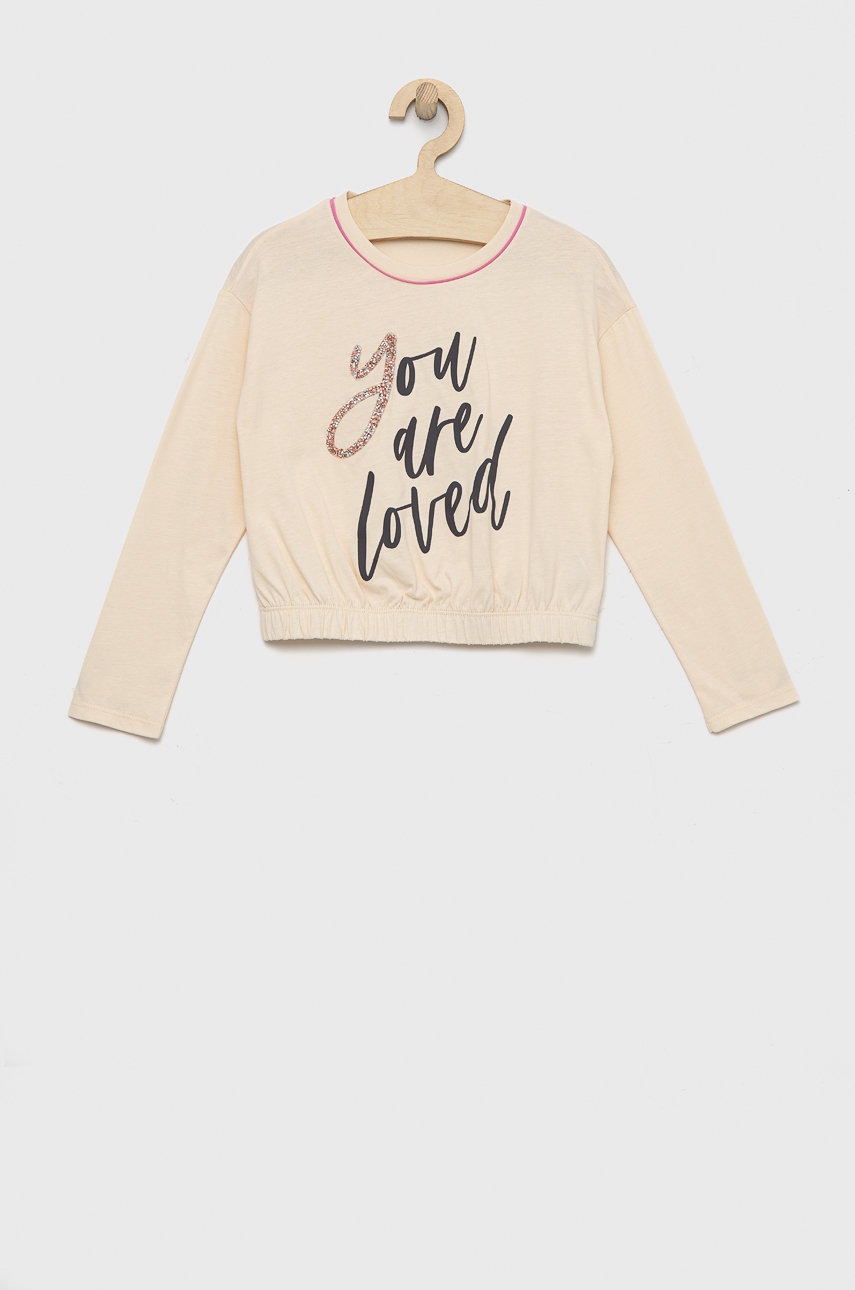 

Хлопковый детский лонгслив United Colors of Benetton цвет розовый