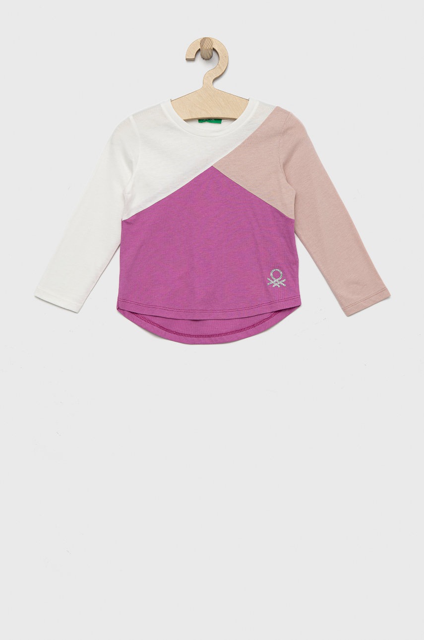 

Хлопковый детский лонгслив United Colors of Benetton цвет белый