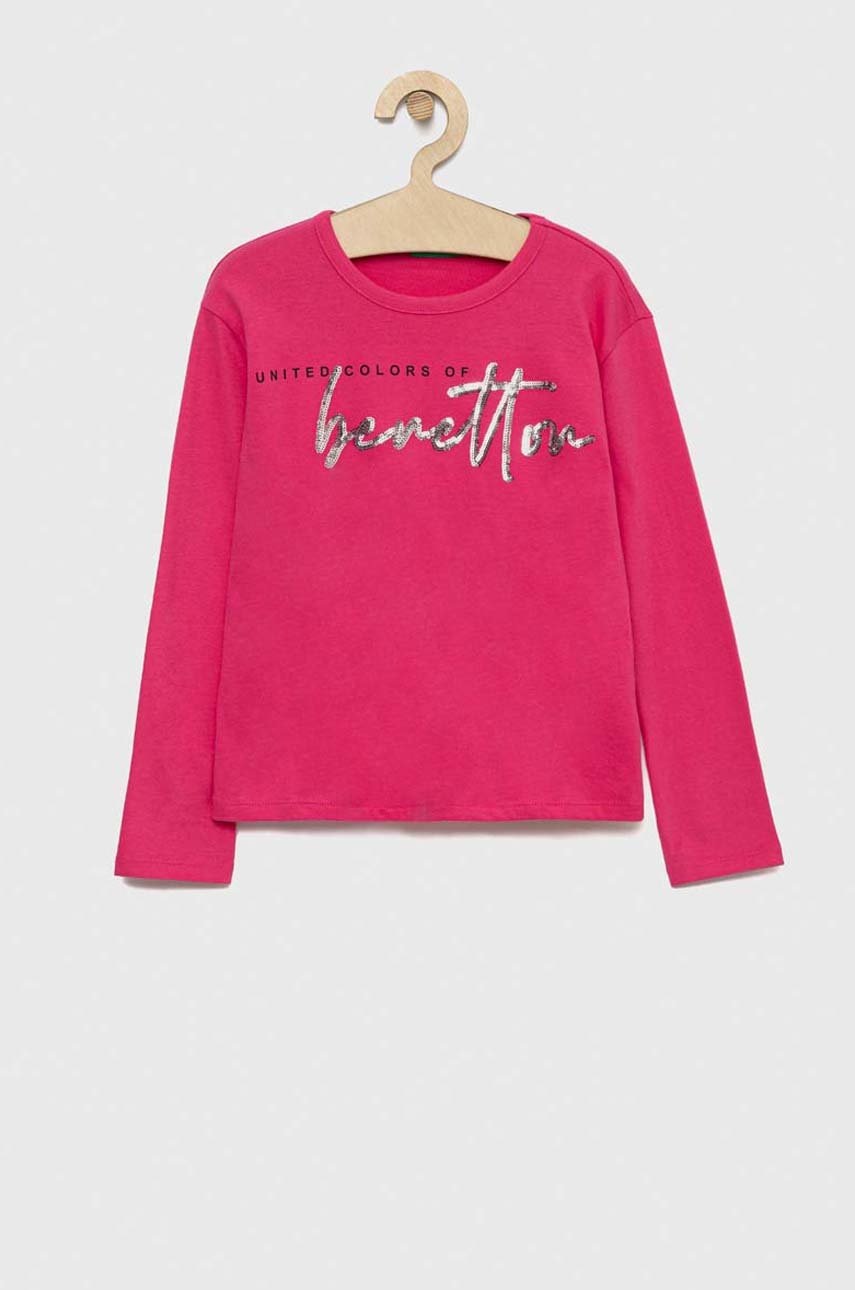 

Детска блуза с дълги ръкави United Colors of Benetton в розово, Розов