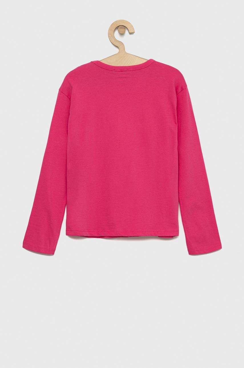 

Дитячий бавовняний лонгслів United Colors of Benetton колір рожевий