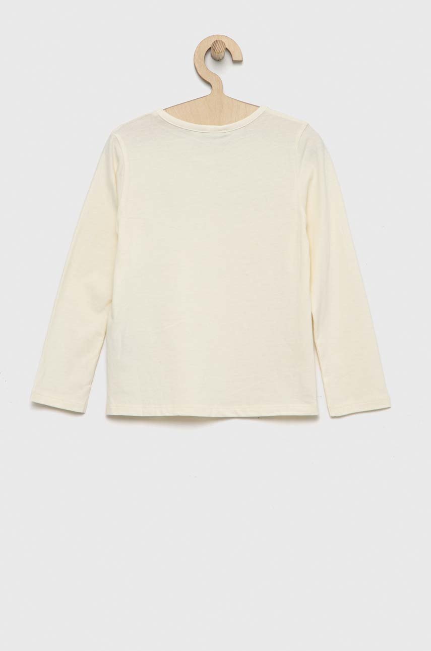 

Хлопковый детский лонгслив United Colors of Benetton цвет бежевый