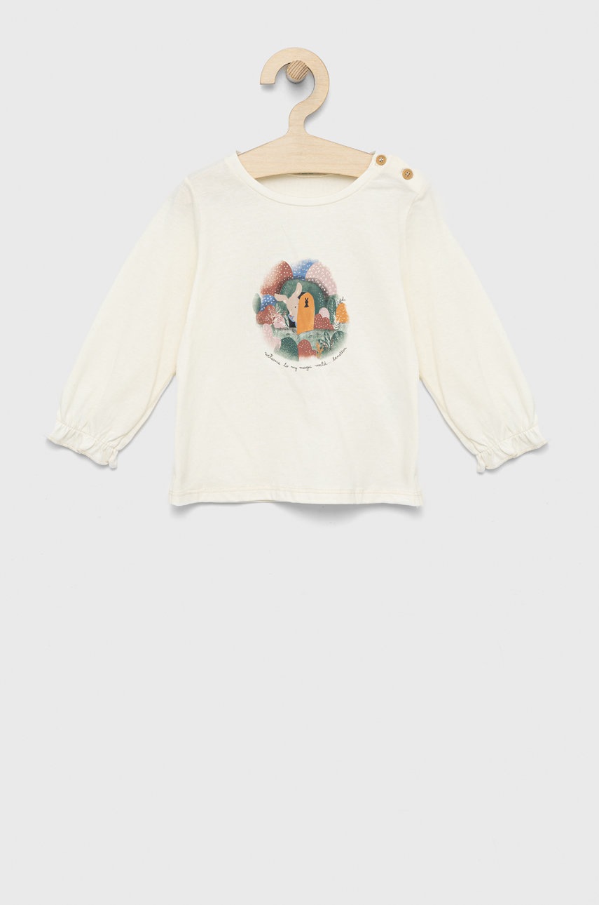 

Детский лонгслив United Colors of Benetton цвет бежевый