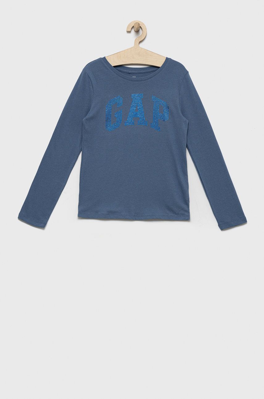 Dětská bavlněná košile s dlouhým rukávem GAP - modrá -  100% Bavlna