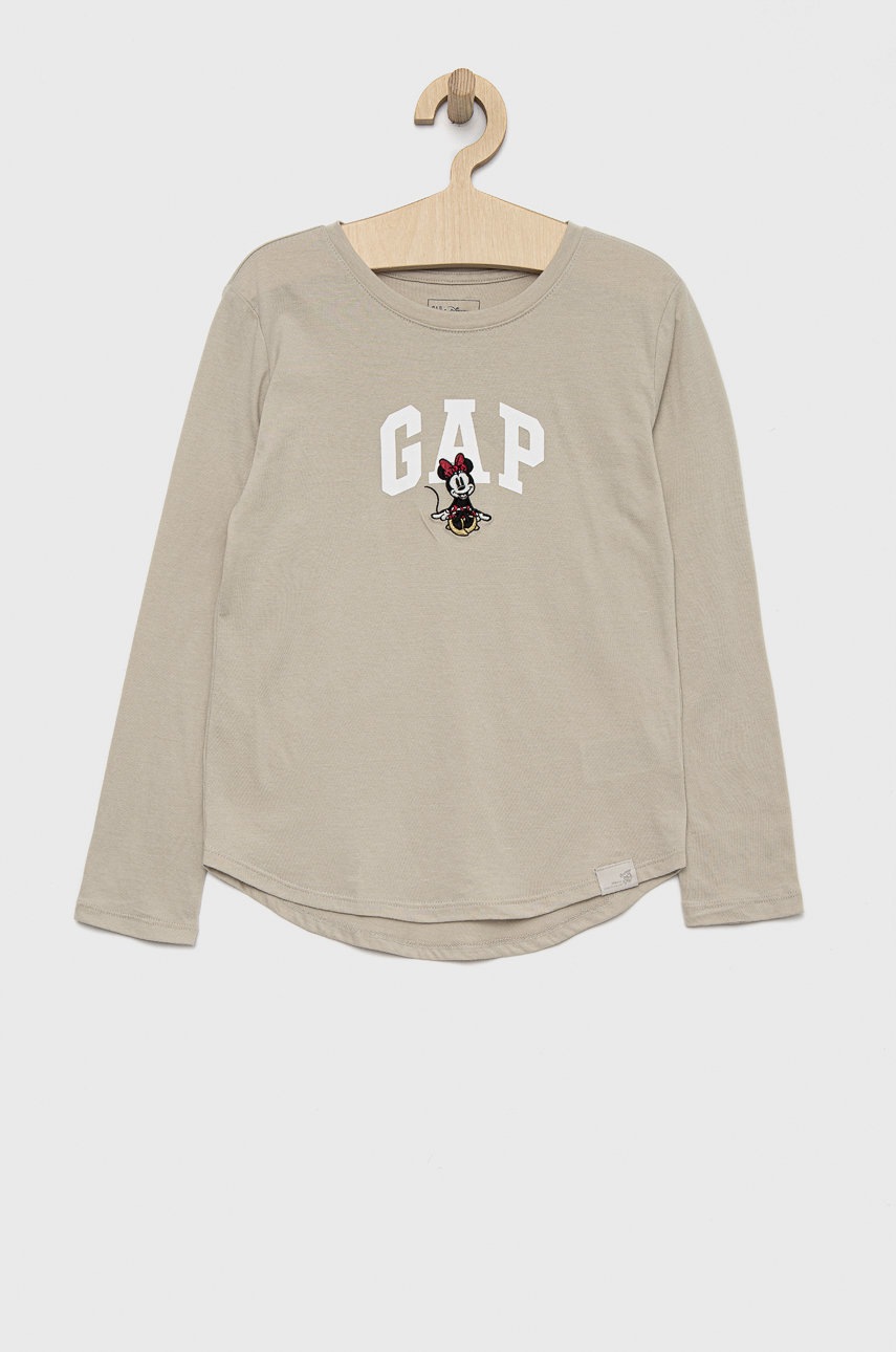 GAP longsleeve din bumbac pentru copii culoarea bej