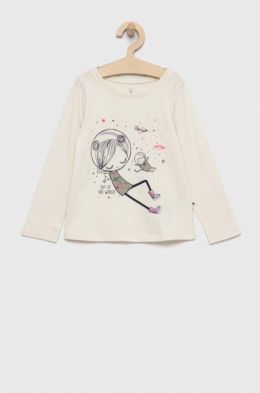 E-shop Dětská bavlněná košile s dlouhým rukávem GAP béžová barva