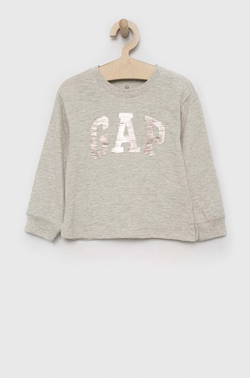 

Детска блуза с дълги ръкави GAP в сиво, Сив