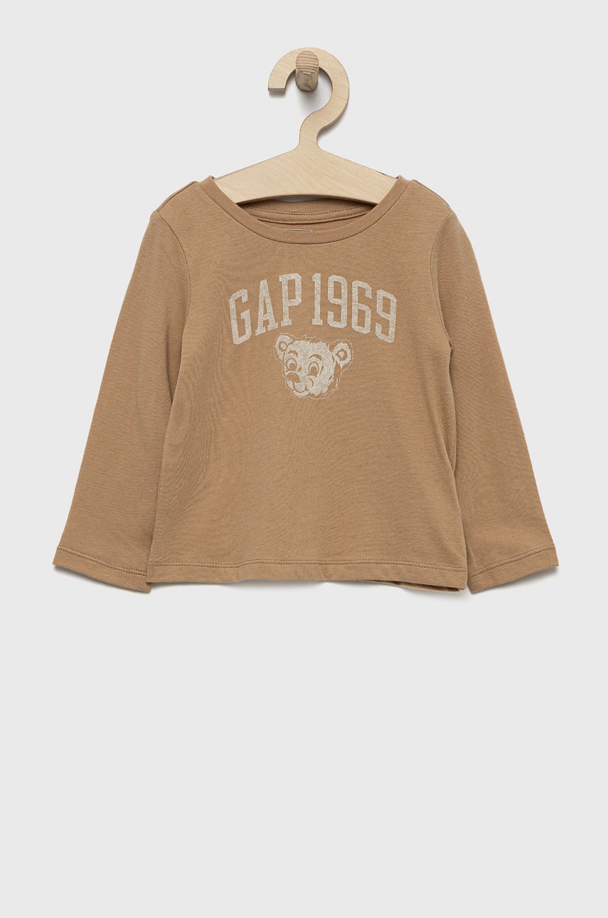 

Детска блуза с дълги ръкави GAP в кафяво, Кафяв