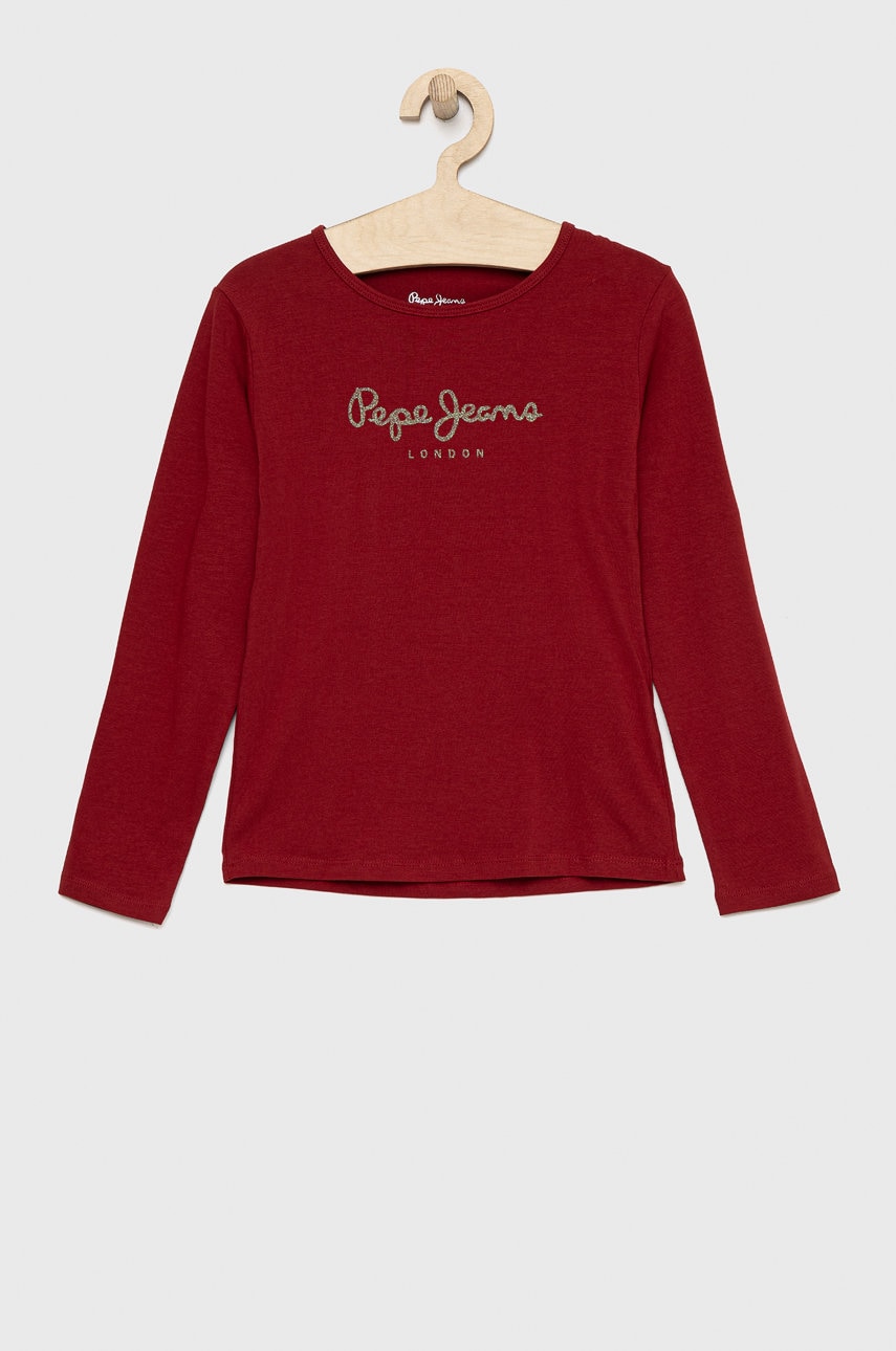 Pepe Jeans longsleeve copii culoarea bordo