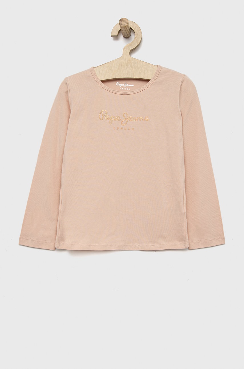 Pepe Jeans longsleeve copii hana glitter culoarea roz