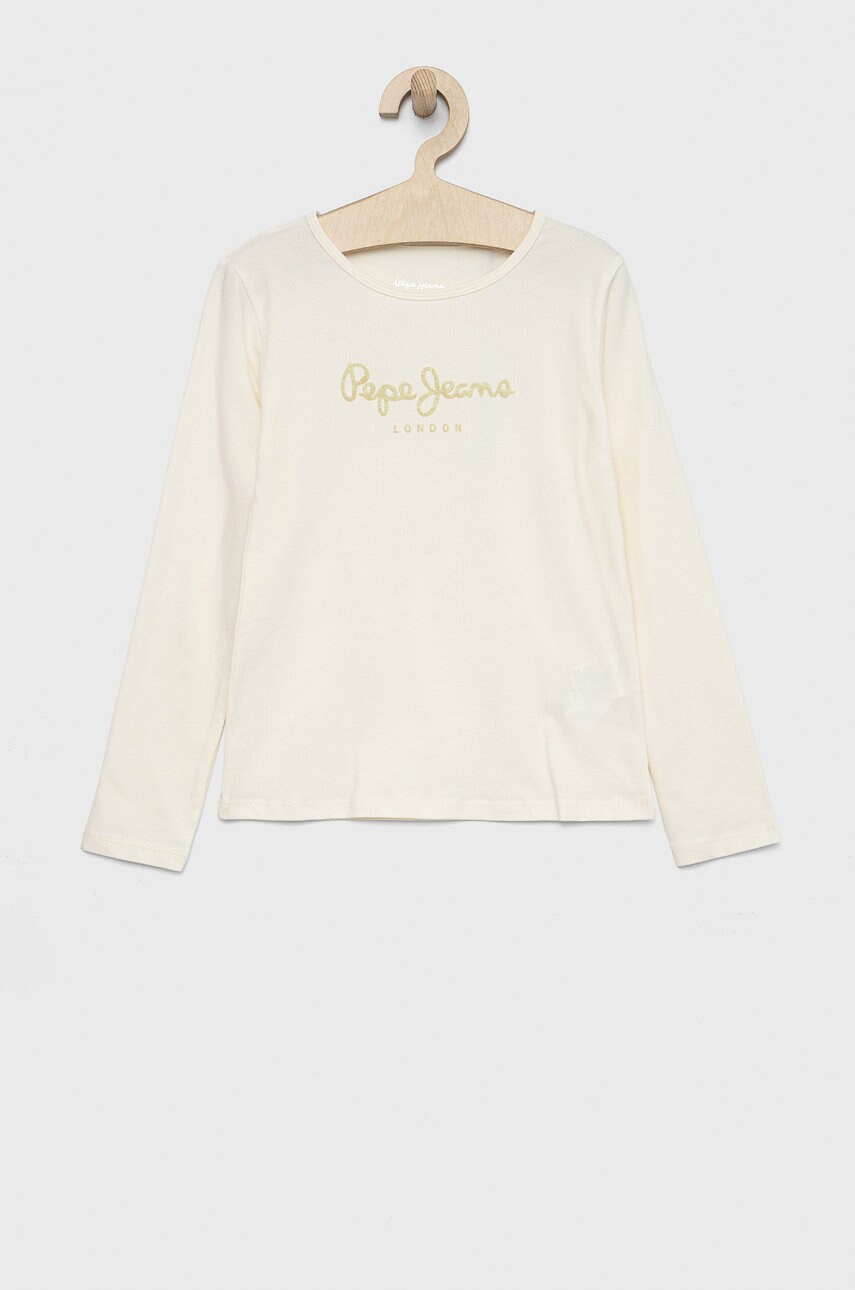 Pepe Jeans longsleeve copii culoarea bej