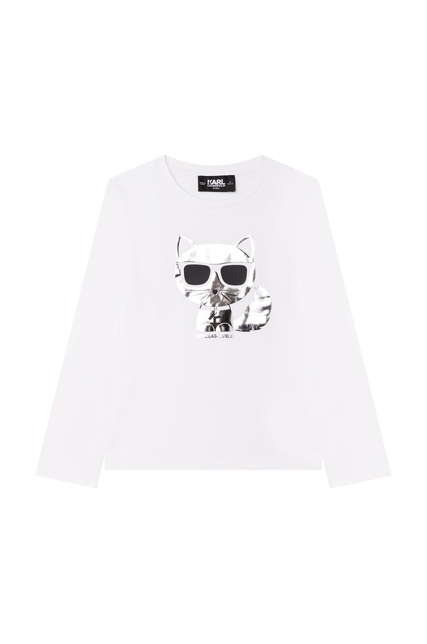 

Детска блуза с дълги ръкави Karl Lagerfeld в бяло, Бял