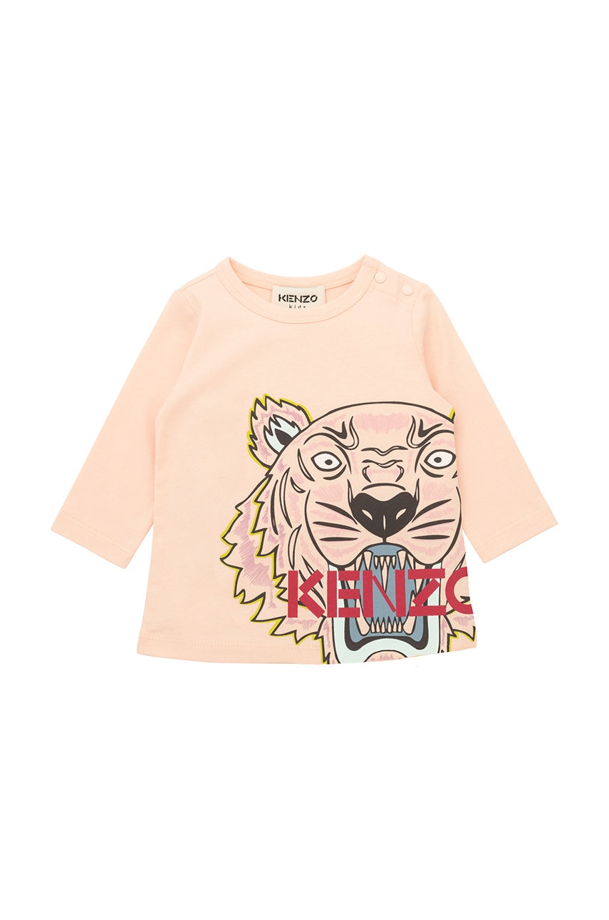 Kenzo kids longsleeve din bumbac pentru copii culoarea roz