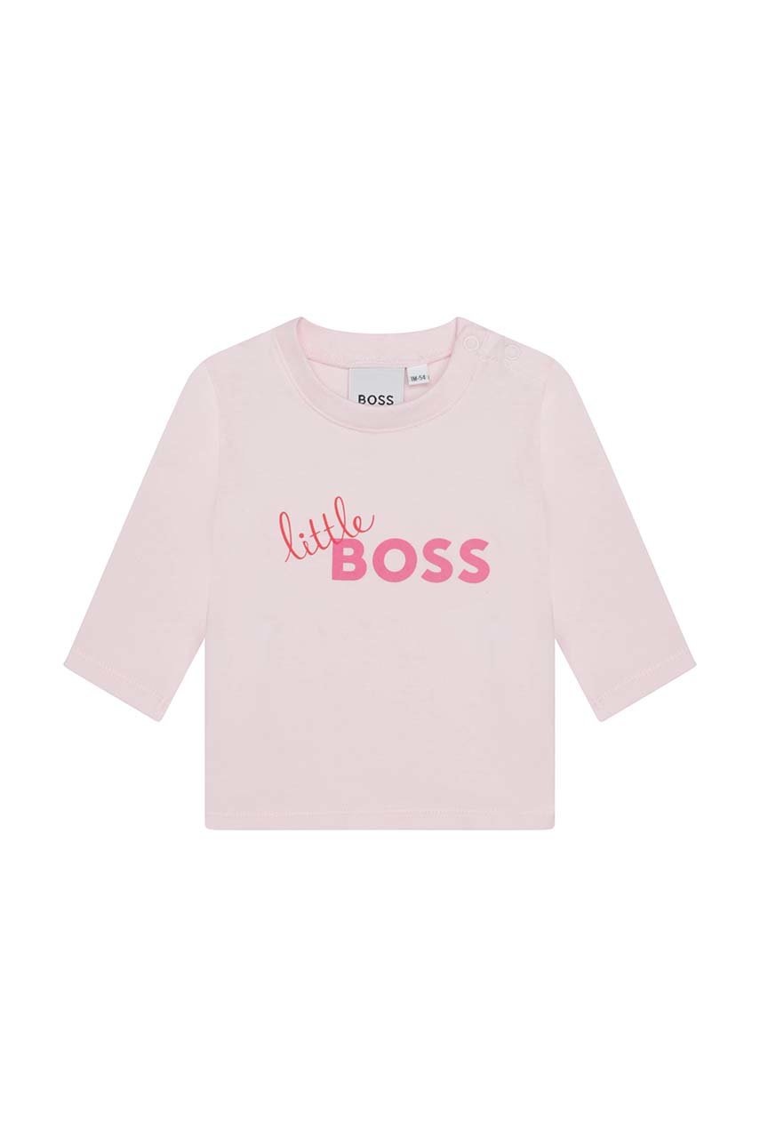 

Детский лонгслив BOSS цвет розовый