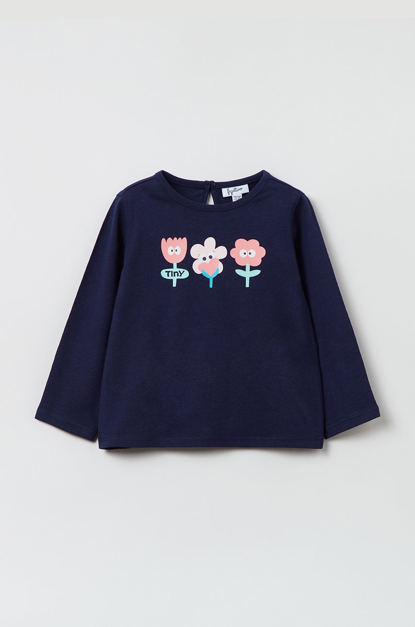 OVS longsleeve din bumbac pentru copii culoarea albastru marin
