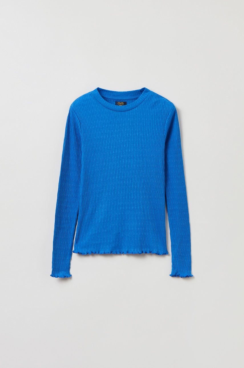 Dětské tričko s dlouhým rukávem OVS - modrá -  53% BCI bavlna