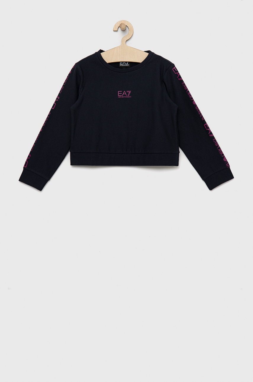 Ea7 emporio armani bluza copii culoarea albastru marin