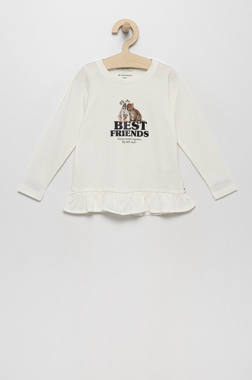 Tom Tailor longsleeve din bumbac pentru copii culoarea alb