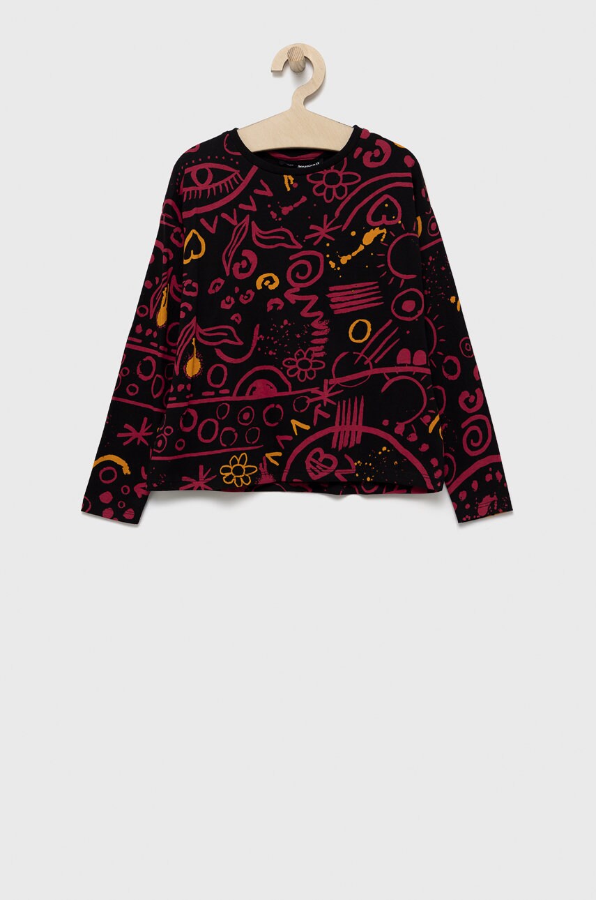 

Хлопковый детский лонгслив Desigual цвет чёрный