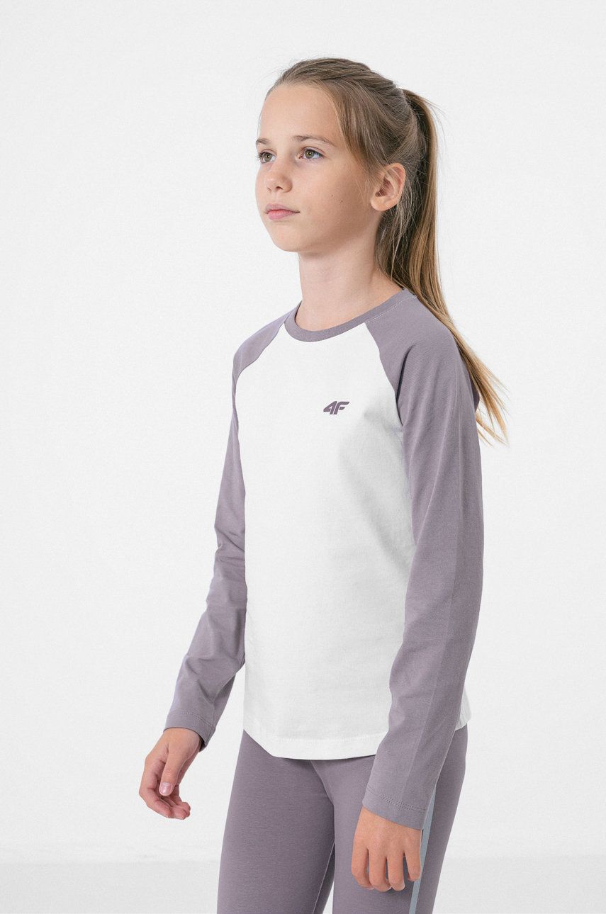 4F tricou de bumbac pentru copii culoarea violet