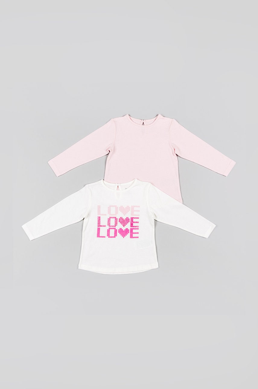 Zippy longsleeve bebelusi 2-pack culoarea roz