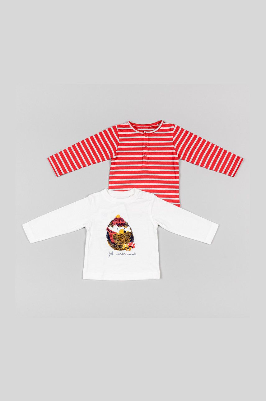 Dětská bavlněná košile s dlouhým rukávem zippy 2-pack červená barva - červená -  100% Bavlna