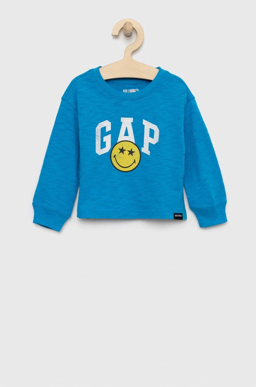 dětská bavlněná košile s dlouhým rukávem GAP - modrá -  100 % Bavlna