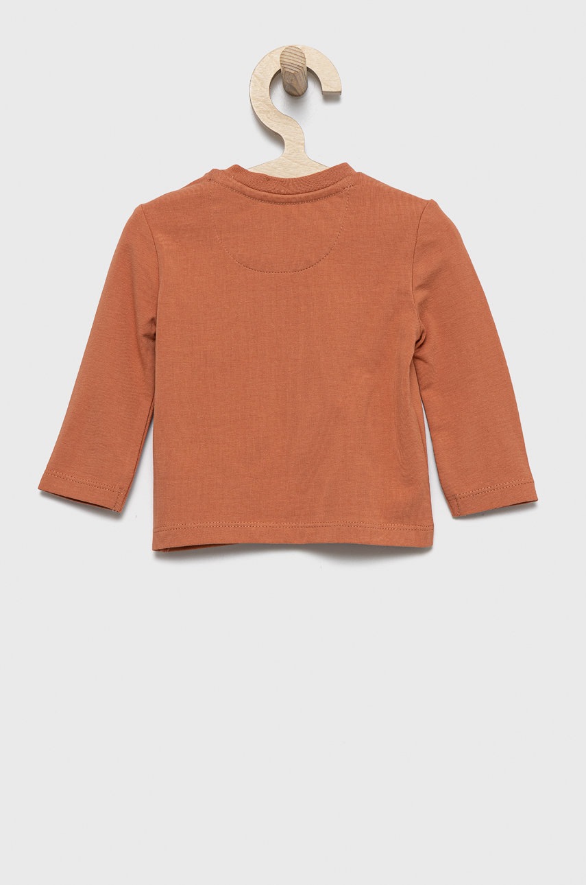 Дитячий лонгслів Calvin Klein Jeans колір коричневий з принтом