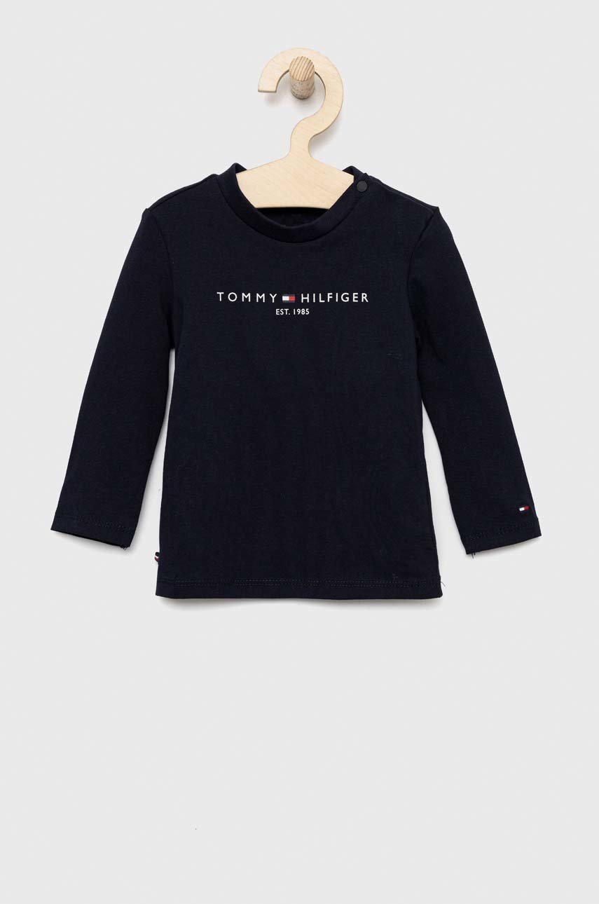 

Бебешка блуза с дълги ръкави Tommy Hilfiger в тъмносиньо с принт, Тъмносин
