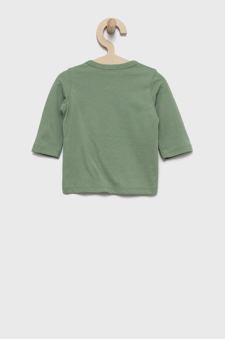 

Хлопковый детский лонгслив United Colors of Benetton цвет зелёный однотонный