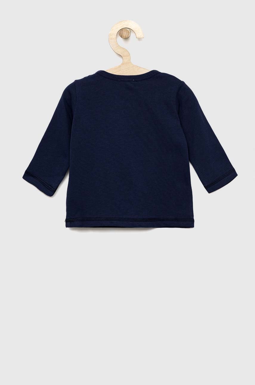 

Бавовняний лонгслів для немовлят United Colors of Benetton колір синій з принтом