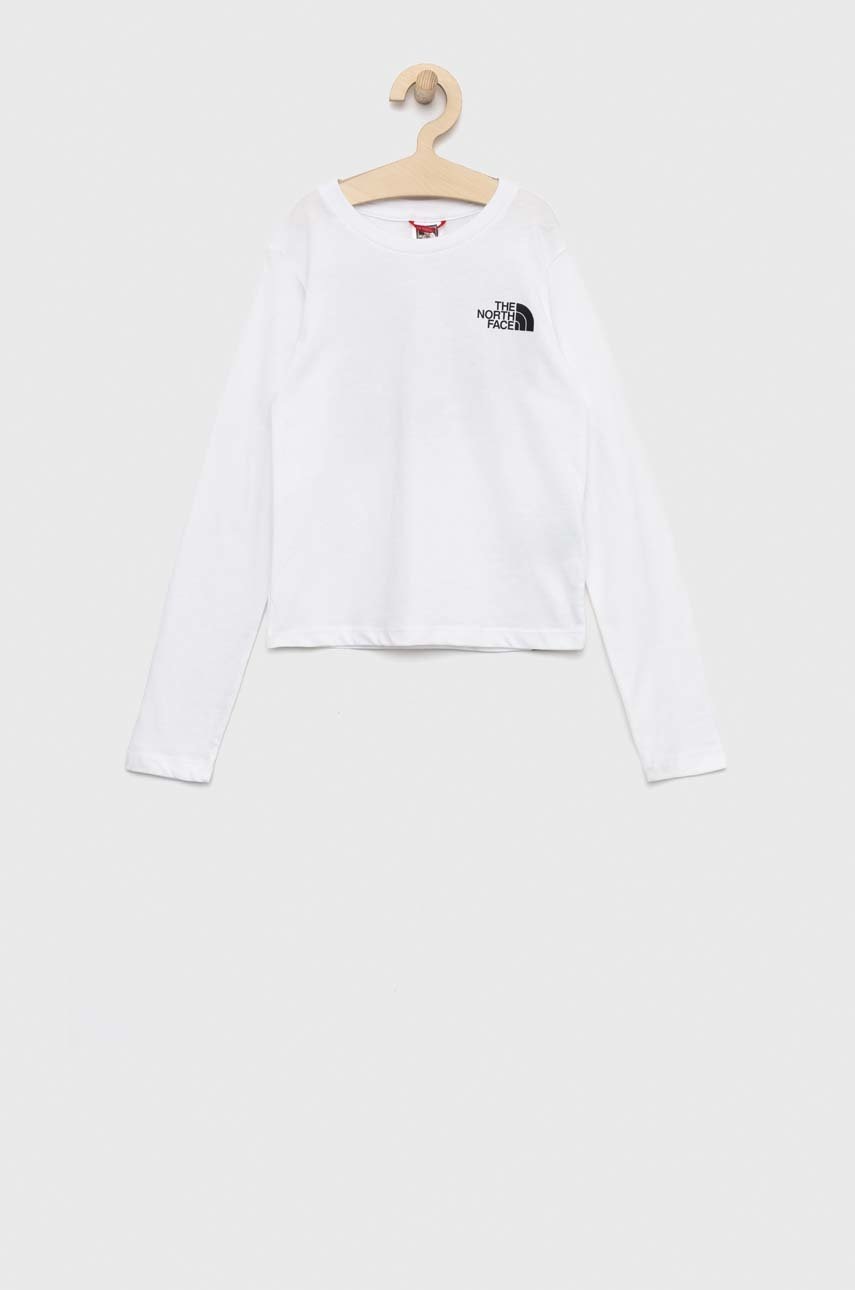 

Детска блуза с дълги ръкави The North Face в бяло с принт, Бял