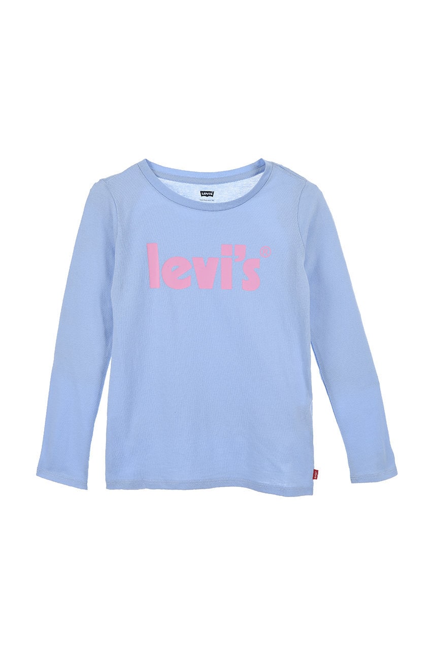 Levi's longsleeve din bumbac pentru copii culoarea violet, cu imprimeu