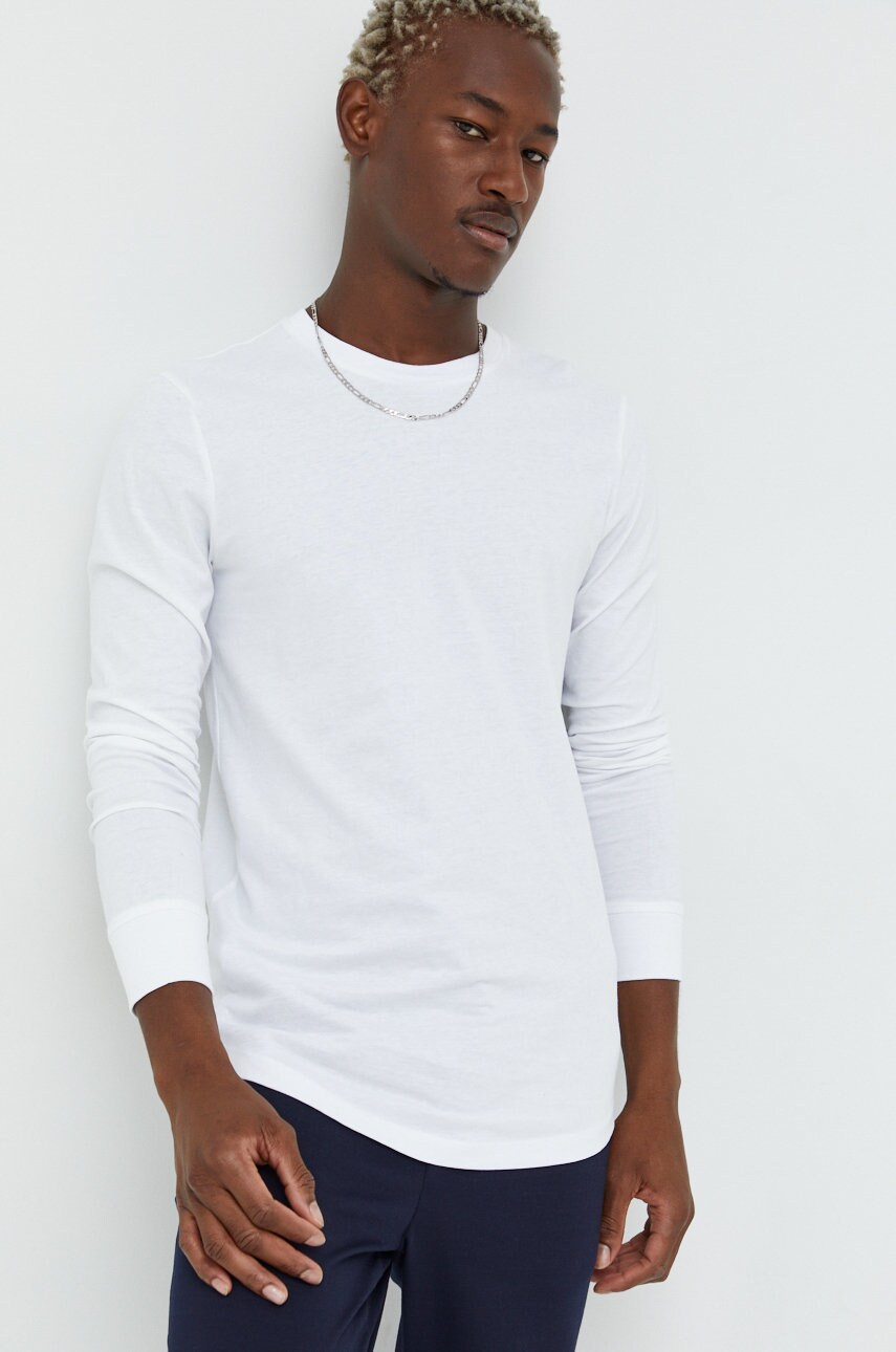 Tom tailor longsleeve din bumbac culoarea alb, neted