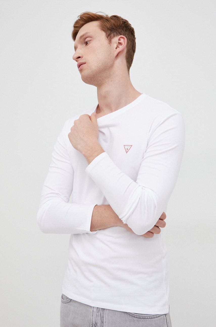 

Лонгслів Guess чоловічий колір білий однотонний