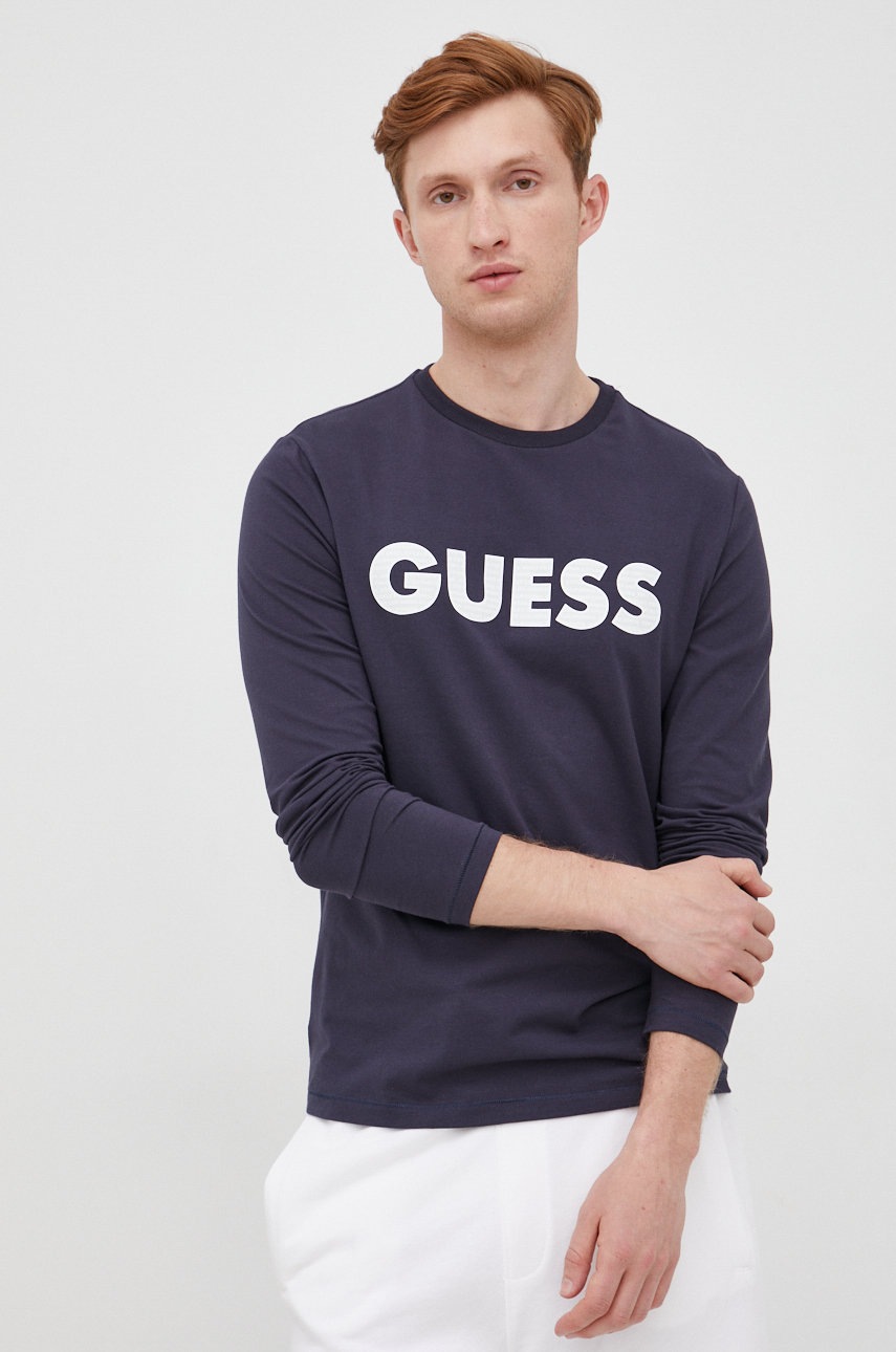 

Блуза с дълги ръкави Guess в тъмносиньо с принт, Тъмносин